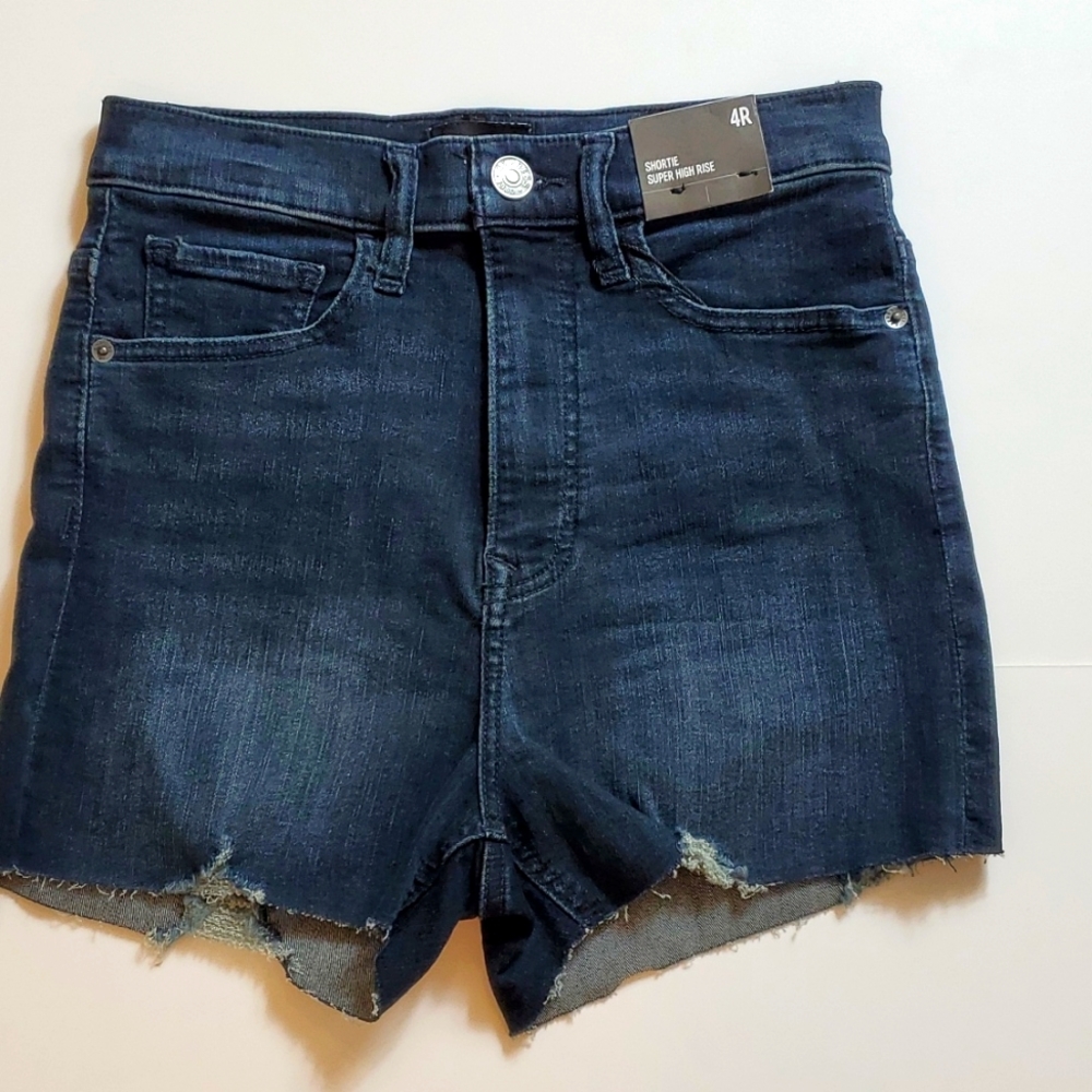 Express dark blue shortie super high rise shorts